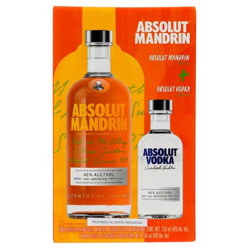 Vodka Absolut Mandarina 750ml + Absolut Vodka Blue 200ml
