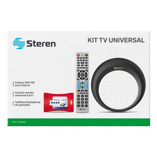 Combo Steren Antena Circular + Control remoto + Toallitas Limpiadoras PACK-VID-25