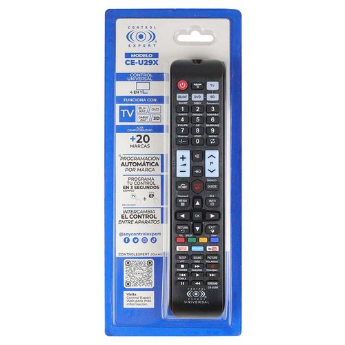 Control Remoto Control Expert Universal 4 en 1 TV CBL SAT DVD BD CE-U29X