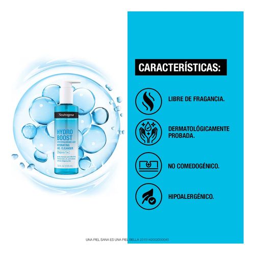 Gel Limpiador Facial Neutrogena Hydro Boost sin fragancia Ácido Hialurónico 230ml