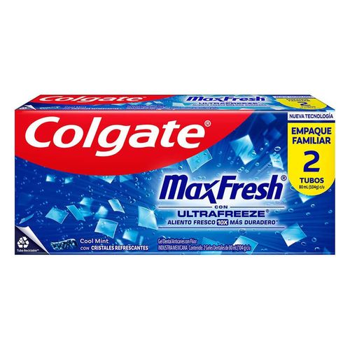 Pasta Dental Colgate Max Fresh Cool Mint 2 Piezas 80ml