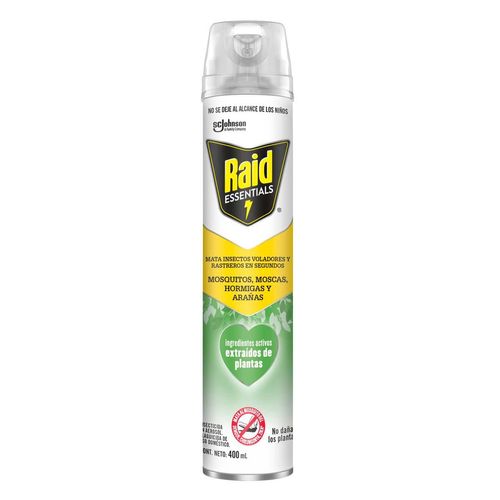 Insecticida en Aerosol Raid Essentials Insectos Voladores y Rastreros 400ml