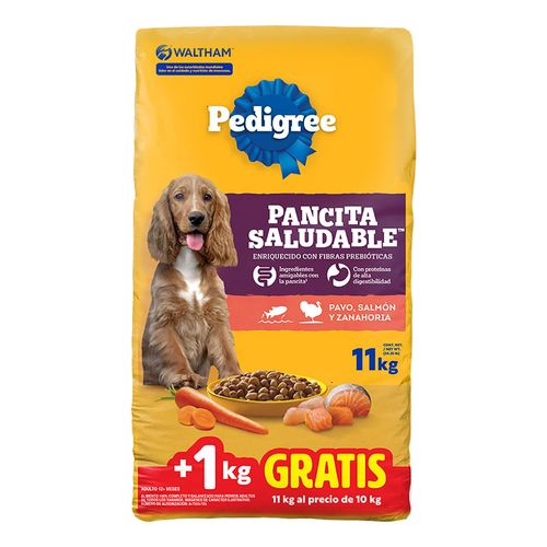 Croquetas Pedigree para Perros Adultos Sabor Salmón, Pavo y Zanahoria 10+1Kg