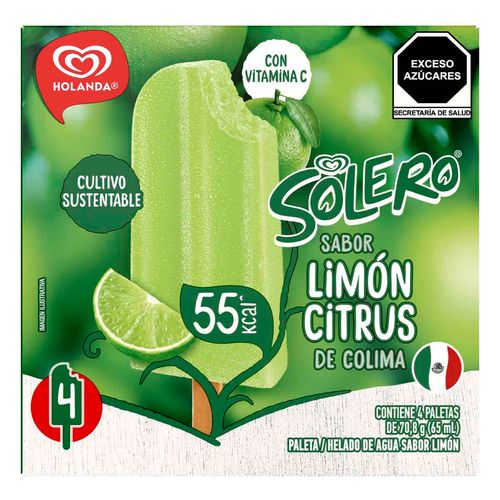 Paleta Helada Holanda Solero Limón Citrus 4x65ml