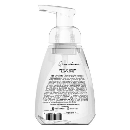 Jabón en espuma Blumen para manos Guanábana 332ml