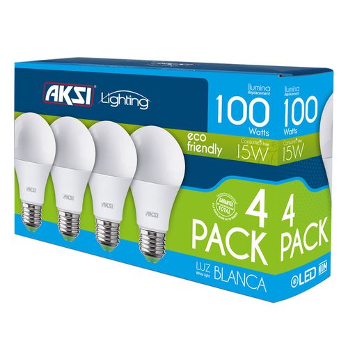 4 Pack Foco LED Aksi 15w Luz Blanca