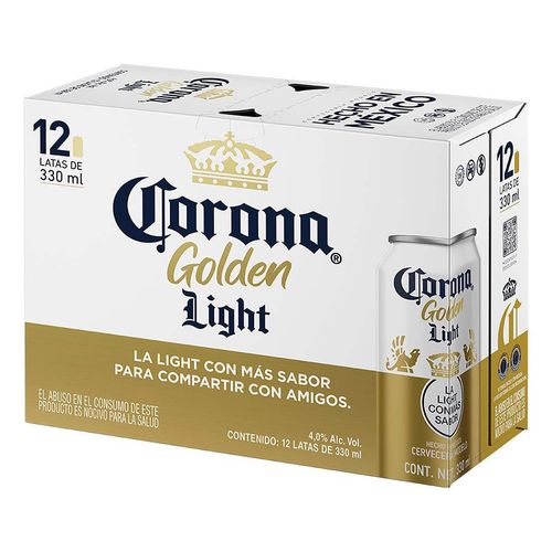 12 Pack Cerveza Corona Golden Ligth 330ml CadaUno