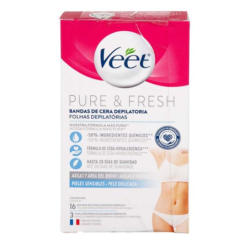 Bandas Depiladoras Veet Axilas y Bikini16 Piezas