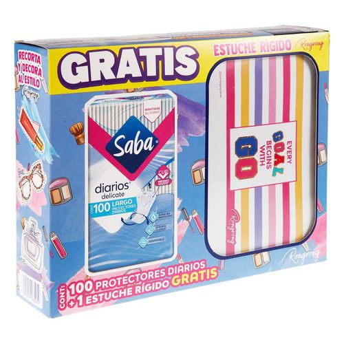Pantiprotectores Largos Saba 100 piezas + Estuche