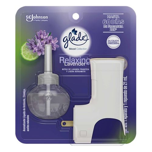 Aromatizante Glade Edición Mood Collection Relaxing Lavender 1 Aparato y 1 Repuesto 21ml c/u