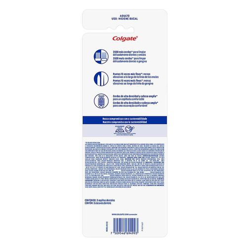 Cepillo Dental Colgate Pro Cuidado Carbón Activado Cerdas Suaves 3 Pzs