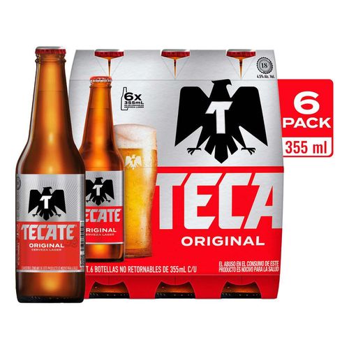 Cerveza Clara Tecate Original 6 botellas de 355ml