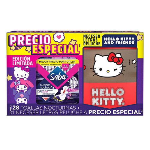 Toalla Femenina Saba Buenas Noches 28 Unidades + Neceser