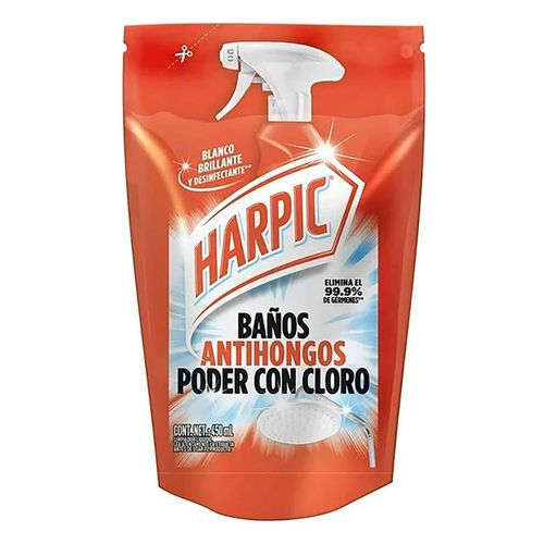 Limpiador  de Baños Harpic Antihongos Poder Cloro Pouch 450ml