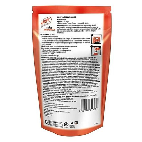 Limpiador  de Baños Harpic Antihongos Poder Cloro Pouch 450ml