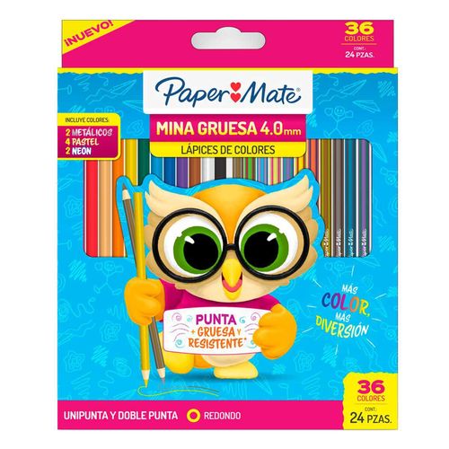 Lápices de Colores Paper Mate 4MM con 24 Piezas