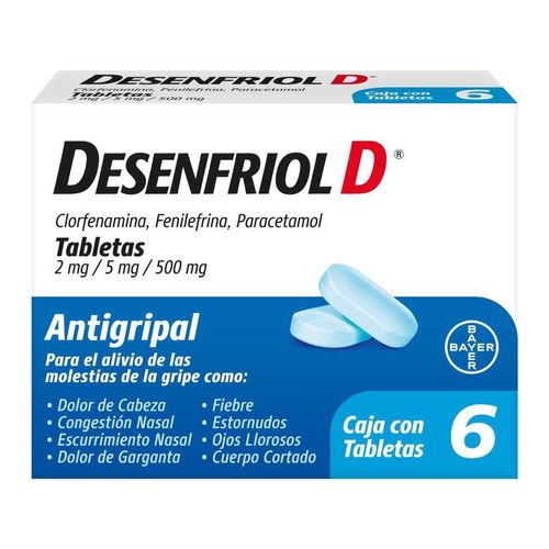 Desenfriol D Antigipal Paracetamol Caja 6 Tabletas 500mg