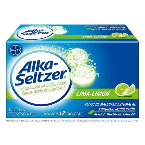 Alka Seltzer Lima Limon Caja con 12 Tabletas Efervesentes