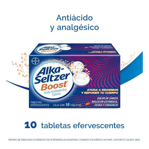 Alka Seltzer Boost Caja con 10 Tabletas Efervescentes