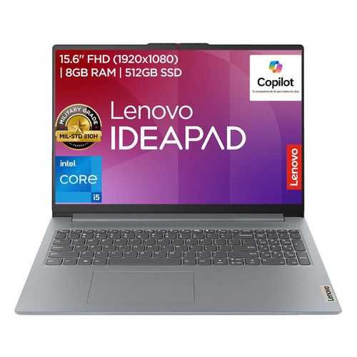 Laptop Lenovo Slim 3 Ci5 8GB 512 SSD 15.6 Pulgadas 83ER004NLM Gris