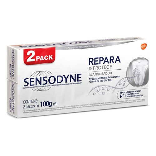 Pasta Dental Sensodyne Repara & Protege Blanqueador para Dientes Sensibles 2 Piezas de 100g c/u