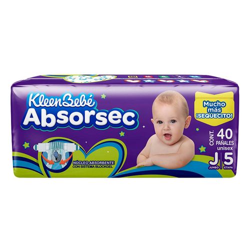 Pañales KleenBebé Absorsec Etapa 5 Jumbo 40 Pañales