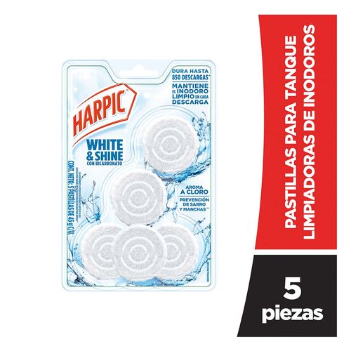 Pastillas Limpiadoras para Tanque Harpic White & Shine 5 Piezas