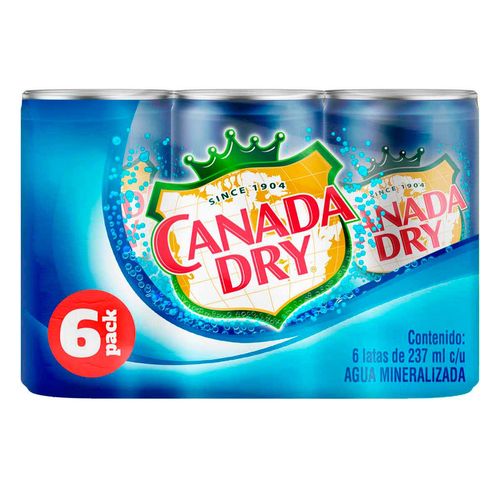 Agua Mineral Canada Dry Club Soda 6 pack 237ml