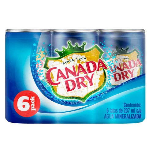 Agua Mineral Canada Dry Club Soda 6 pack 237ml