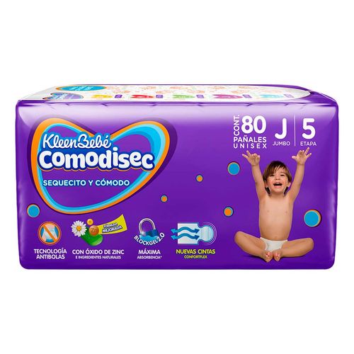 Pañales KleenBebé Comodisec Etapa 5 Jumbo Unisex 80 Pañales