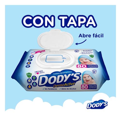 Toallitas Húmedas para Bebé Dody's Dermoactive Azul 80 Toallitas