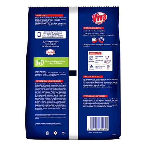 Detergente en Polvo Viva Regular 850g