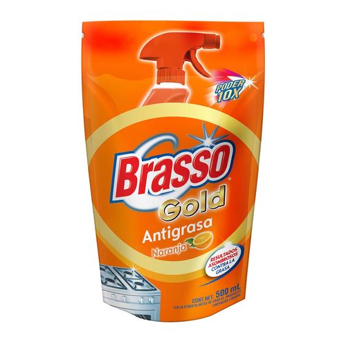 Desengrasante Líquido Brasso Gold Antigrasa Naranja 500ml