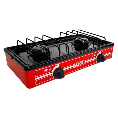 Parrilla Super Flama Gas 2 Quemadores Rojo 2Q-R