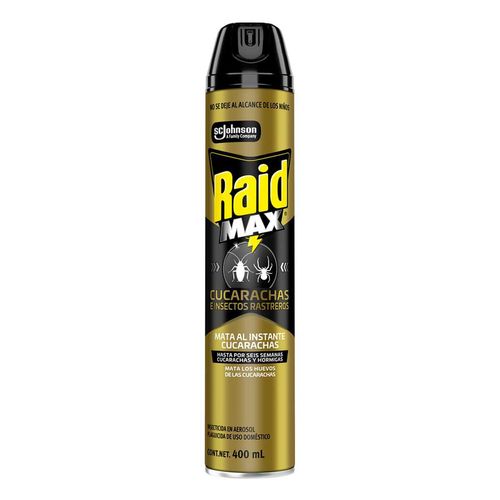 Insecticida en Aerosol Raid Max Mata Cucarachas e Insectos Rastreros 400ml