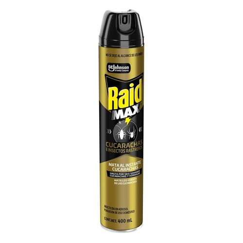 Insecticida en Aerosol Raid Max Mata Cucarachas e Insectos Rastreros 400ml