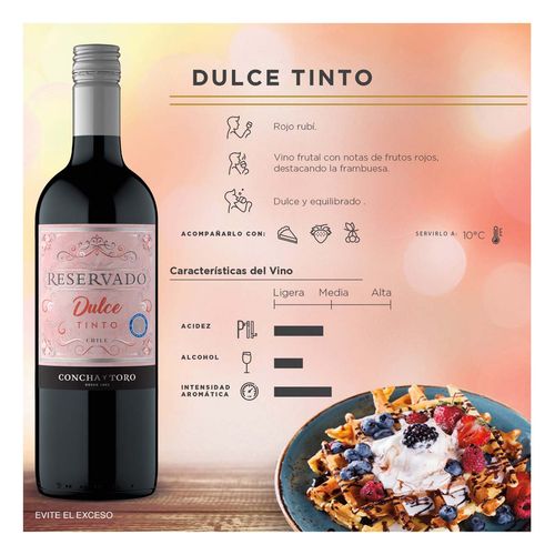 Vino Tinto Chileno Reservado Dulce Tinto 750ml