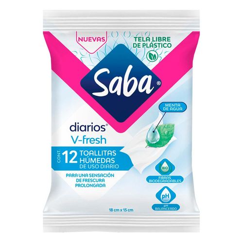 Toallitas Húmedas Saba V-Fresh 12 Piezas