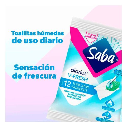 Toallitas Húmedas Saba V-Fresh 12 Piezas