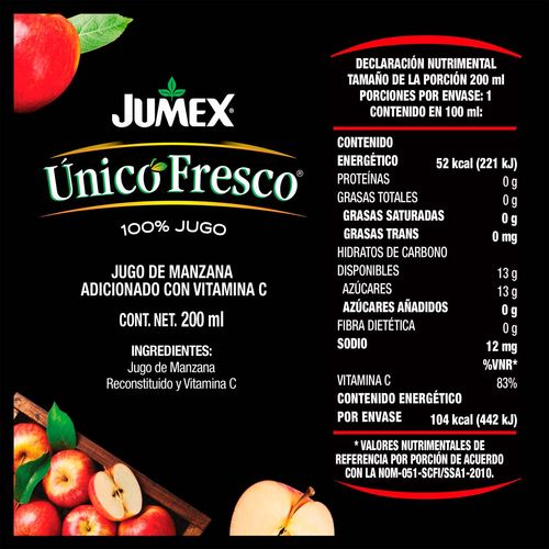 Jugo Jumex Unico Fresco Manzana Mini 200ml