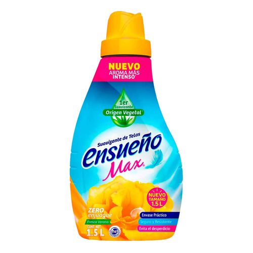Suavizante de Telas Ensueño Max Zero Enjuague Fresco Verano 1.5L