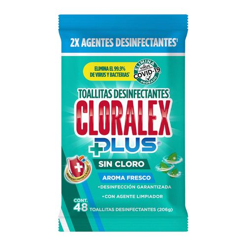 Toallitas Desinfectantes Cloralex Plus Sin Cloro Fresco Aroma 48 Toallitas