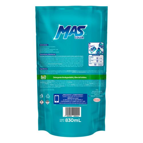 Detergente Líquido MAS Frescura Intensa 830ml