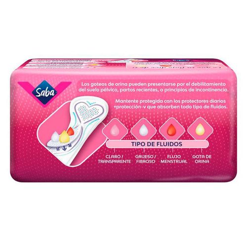 Protectores Saba Diarios + protección-V Largos  18 Piezas
