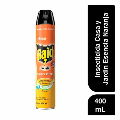 Insecticida en Aerosol Raid Casa y Jardín Mata Insectos Voladores y Rastreros Naranja 400ml