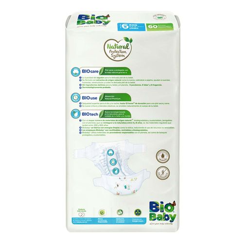 Pañales Bio Baby Talla 6 XX Grande 60 pañales