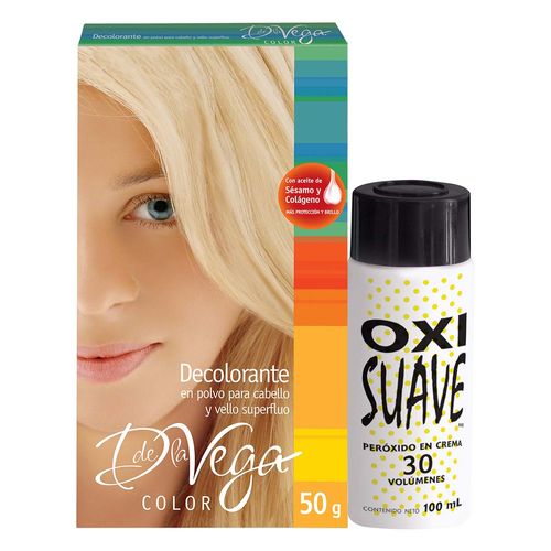 Decolorante en Polvo D de la Vega 50g más Peróxido en Crema 30 Volúmenes 100ml