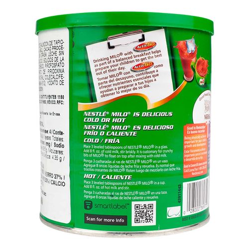 Saborizante de Leche Nestlé Milo Chocolate 400g