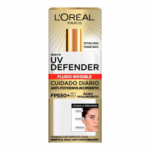 Protector Solar Facial L'Oréal UV Defender Cuidado Diario fluido invisible 40g