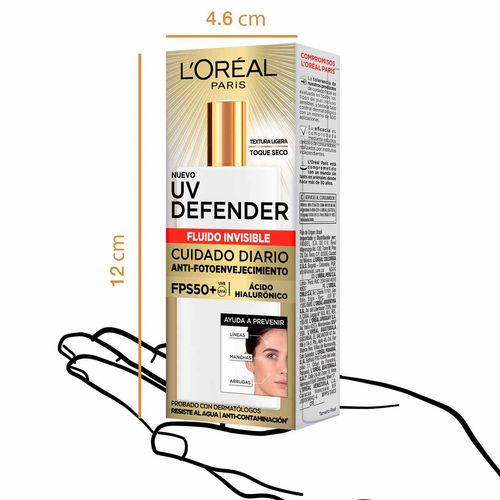 Protector Solar Facial L'Oréal UV Defender Cuidado Diario fluido invisible 40g